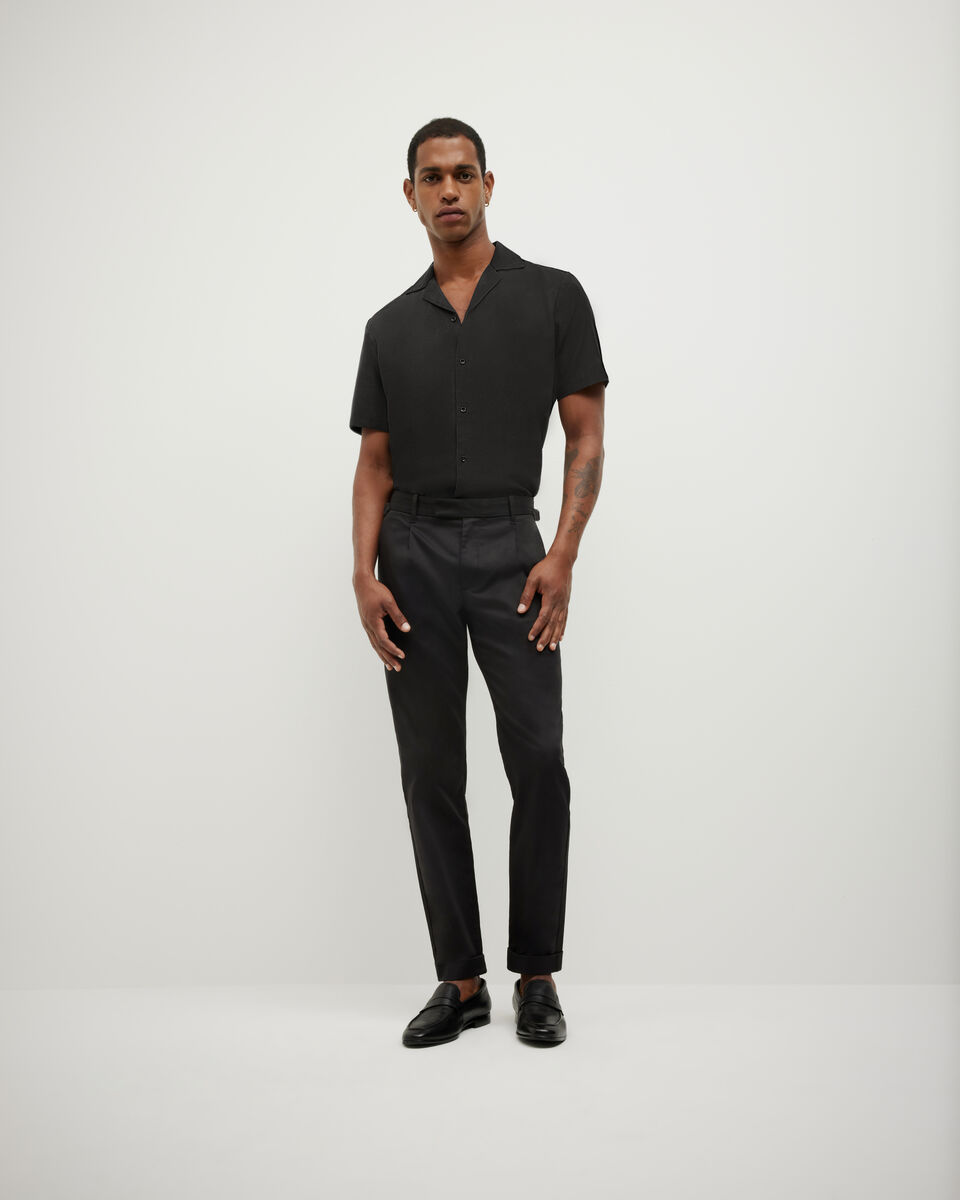 Pleated Chino, Black, hi-res